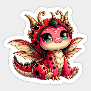 Kawaii Ladybug Dragon Sticker